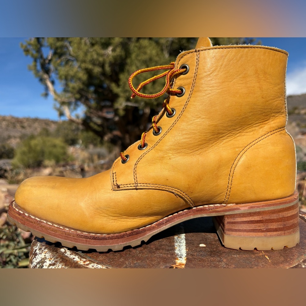 FRYE Short Lug Sole Lace Up Boots Banana With Sunrise Marbling - Picture 3 of 16